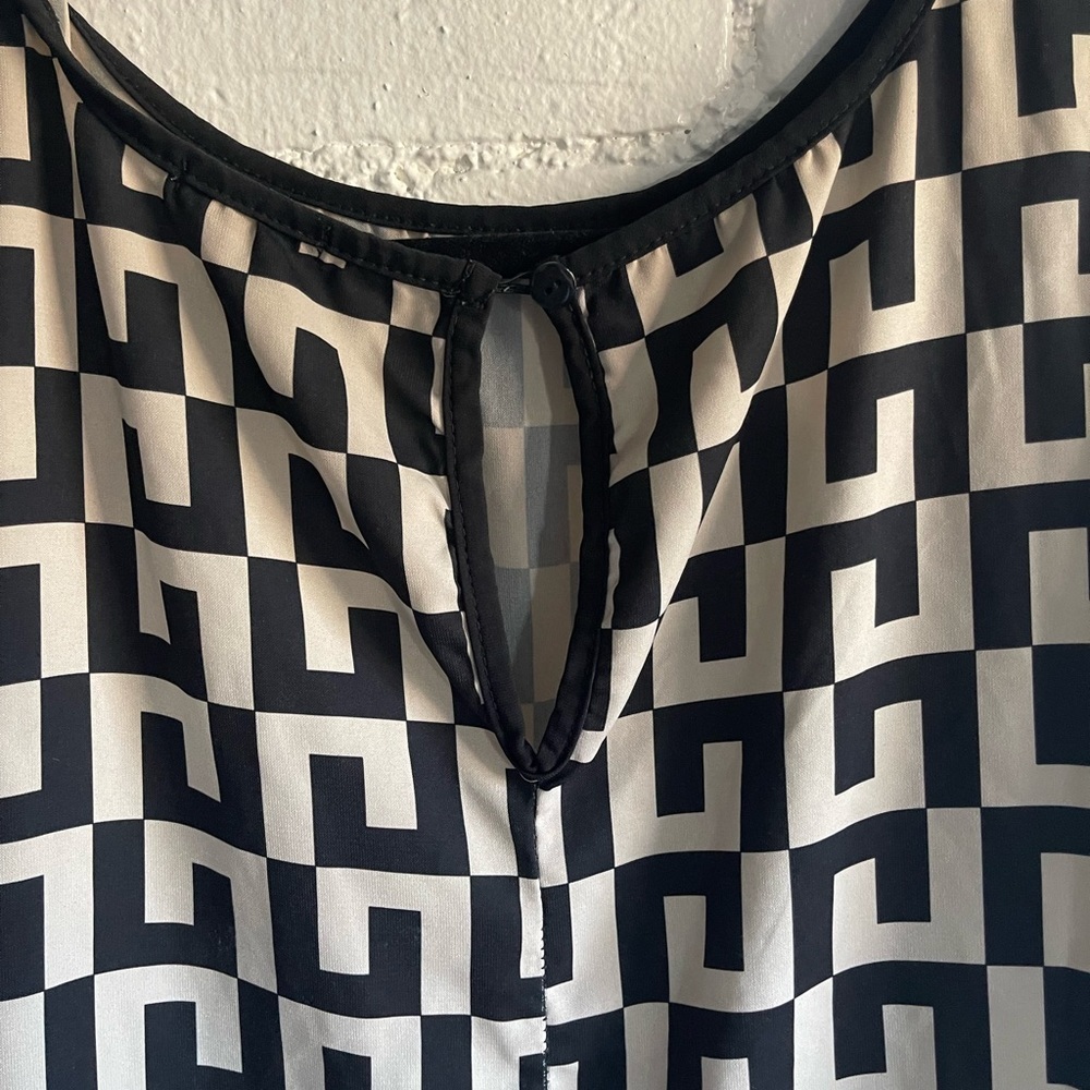 Boohoo monochrome black and white woven shift dress sz 14 - Picture 6 of 10